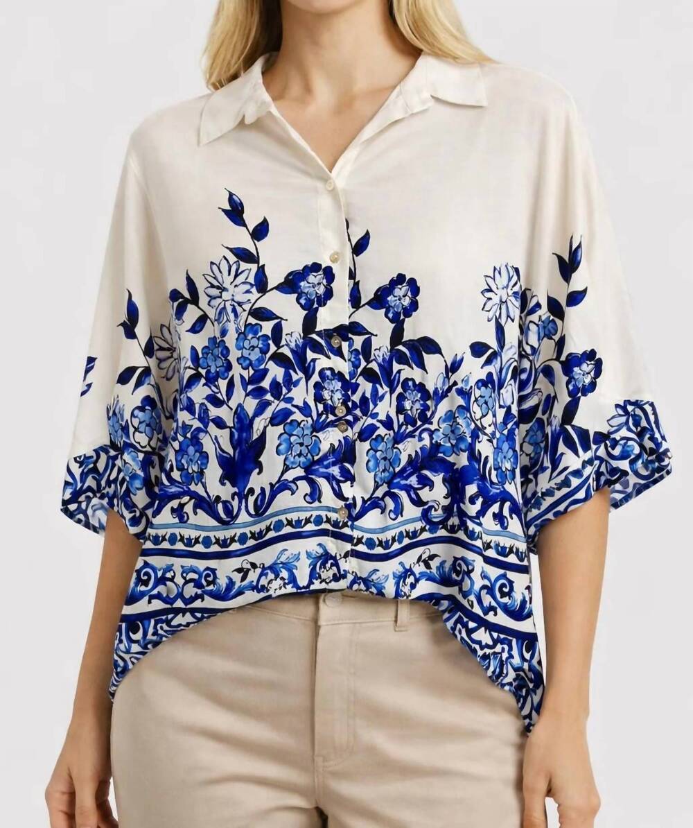NEW MILIO MILANO floral damask button down blouse in multi
